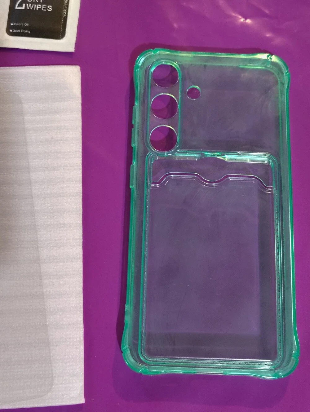 2 Phone Case with Glass Screen Protector - Purple and Teal